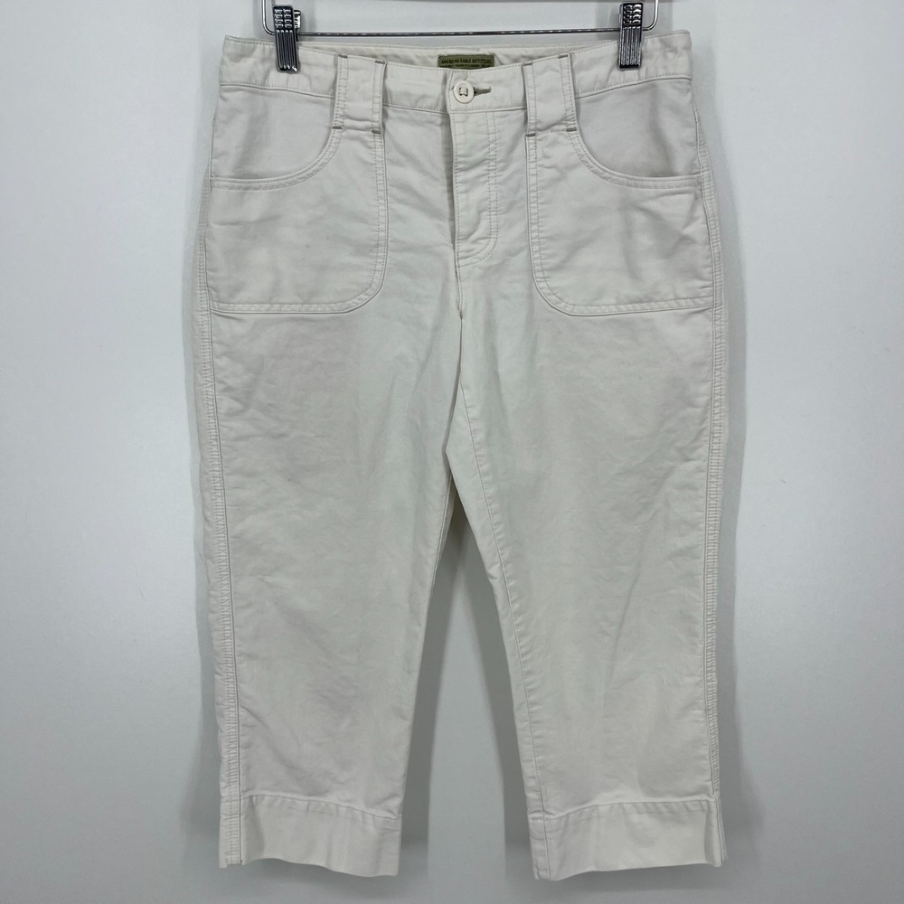 American Eagle Capri Pants Women's Size 6 White Vtg Y2K Pockets DIV 924 Cotton‎